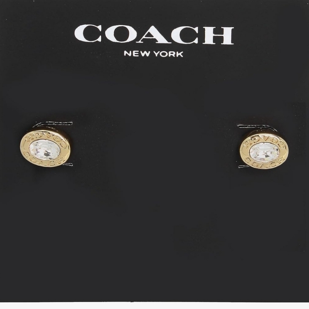 💛▪️Coach ▪️Crystsl Stud Earrings w/Coach dust bag NWT!  (MSRP $65] - Picture 3 of 8
